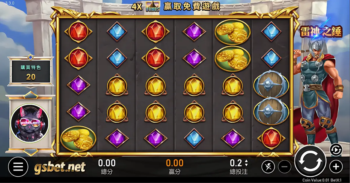 RSG雷神之鎚老虎機畫面